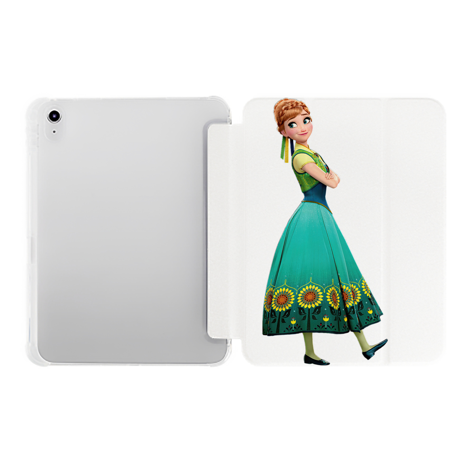 （画像用） アナと雪の女王 アンナ エルサ Frozen Anna Elsa IPad ケース ペン収納付き 三つ折りスタンド PUレザー×シリコン 対応機種9.5/10.5/10.9インチ
